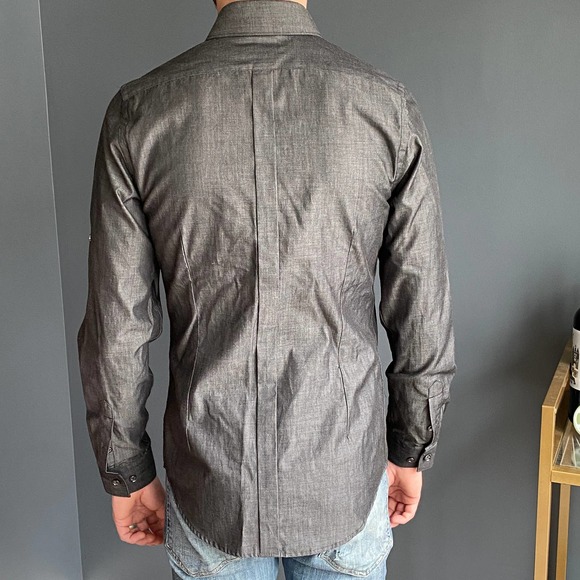Men’s Dark gray Express Fitted button down shirt - Picture 4 of 5